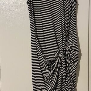 Asymmetrical Black and White Striped Dress